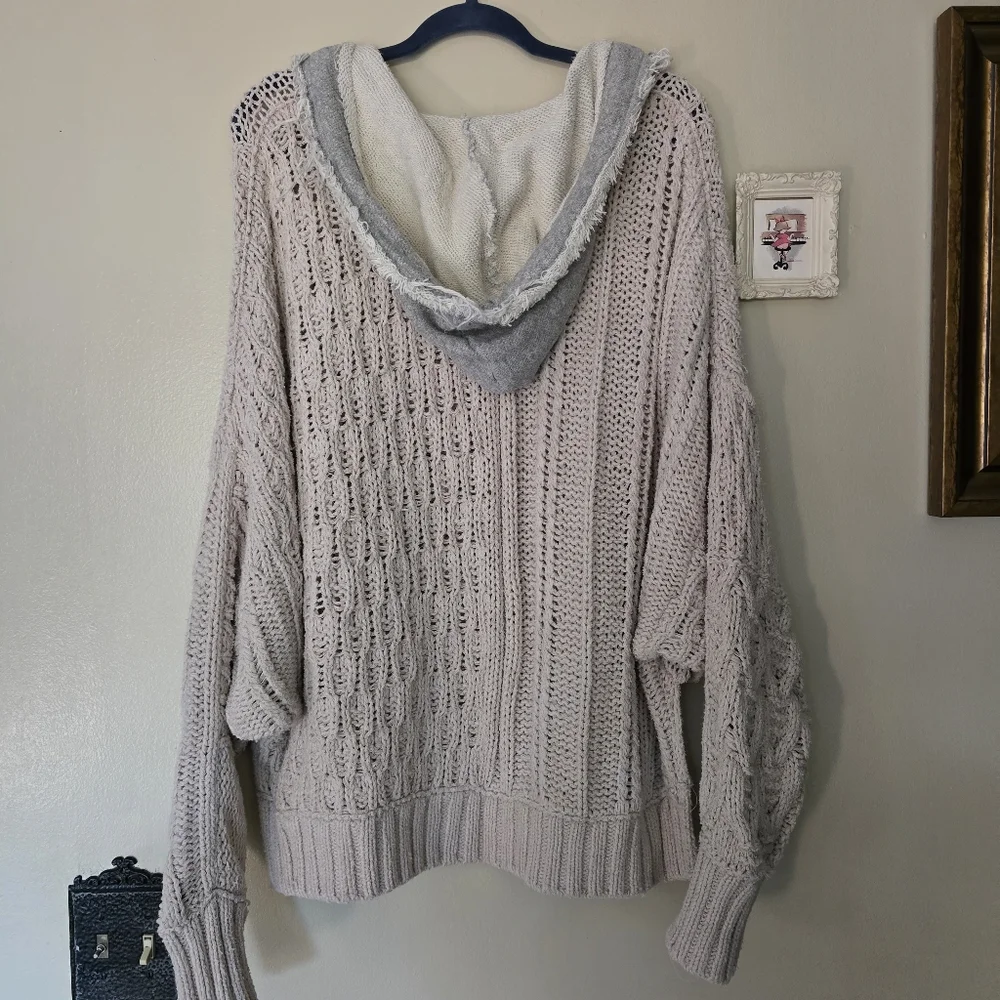 Free People Elan Tierra Cable Knit Hoodie Sweater - Picture 6 of 8